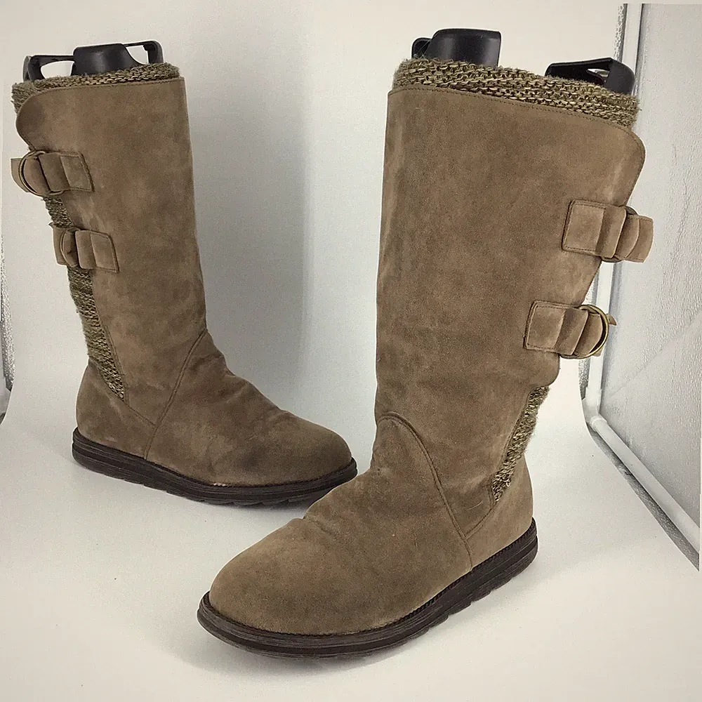 Muk Luks Women's Size 9 Jean Boots Faux Suede Wool Lining Color Brown