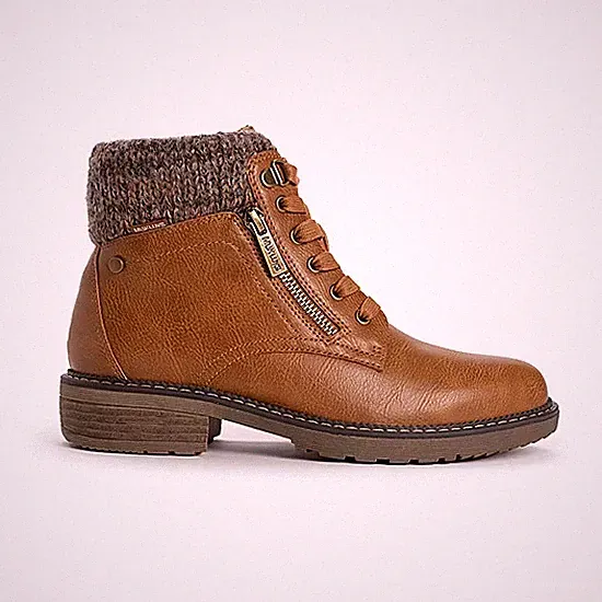 Muk Luks Womens Garland Georgia Stacked Heel Dress Boots, chestnut, US 8.5 W