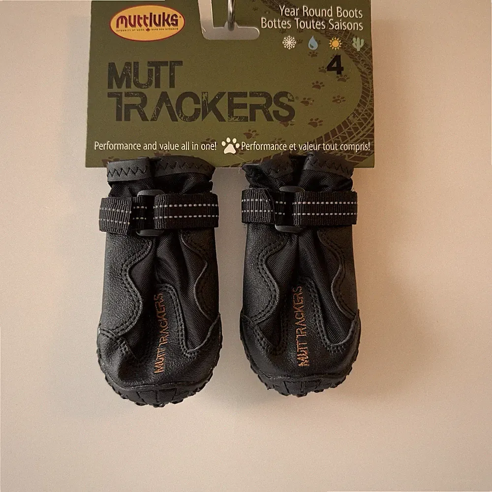 Muttlucks Mutt Trackers All Season Dog Boots Black Set Of 2 Size 4 S 3.25”L