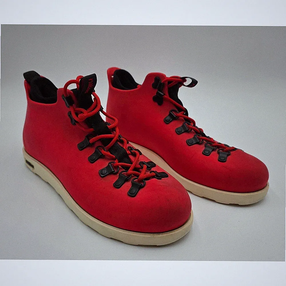 Native Fitzsimmons Citylite Red Hiking Rain Boots Men's 10 Water Resistant EVA