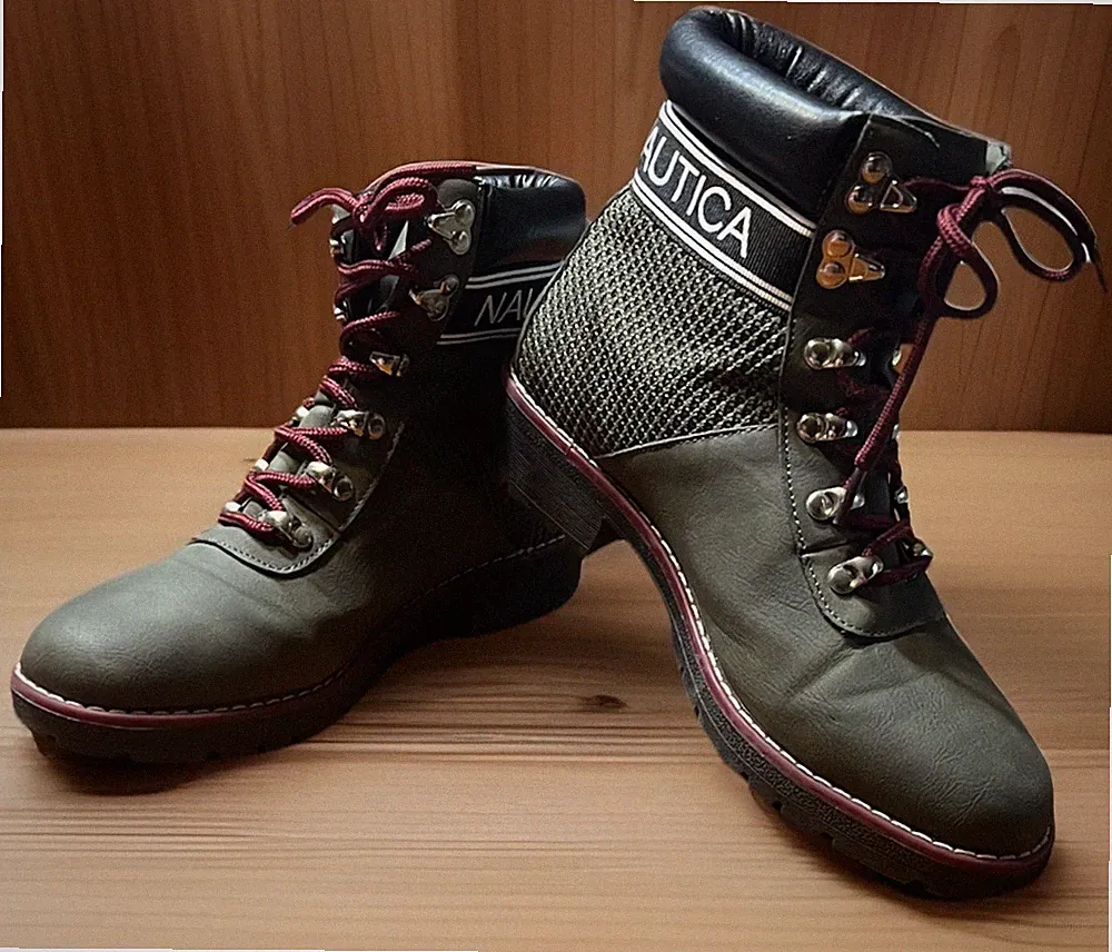 Nautica Phoenix Sz 6.5 Women’s Hiking Boots Eyelet Laces Army Green K-988