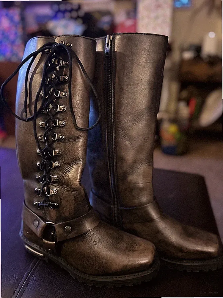 Never Worn Milwaukee Leather Motorcycle Boots – Lace-Up & Zipper – Rugged Sole