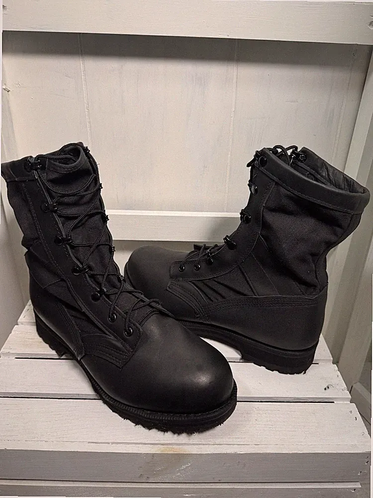 New Belleville Black Combat Military Boots Steel Toe Mens Size 11.5 Vibram Sole