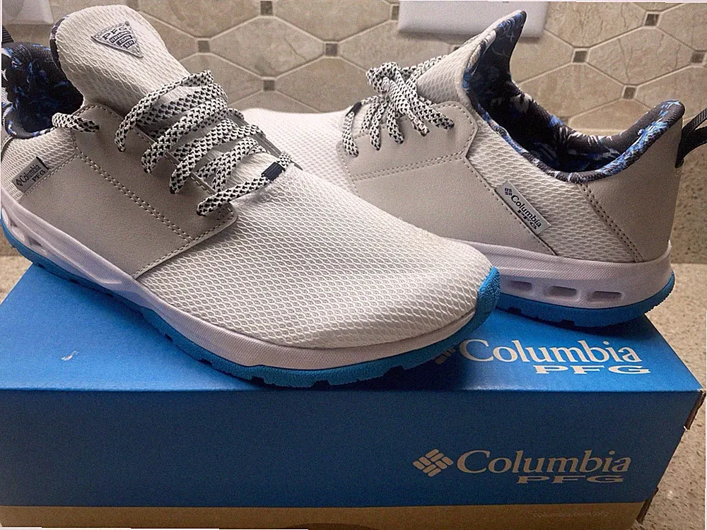 NEW Columbia Men's PFG Tamiami Lace Up Outdoor Fishing Shoes White/Gray Size 10