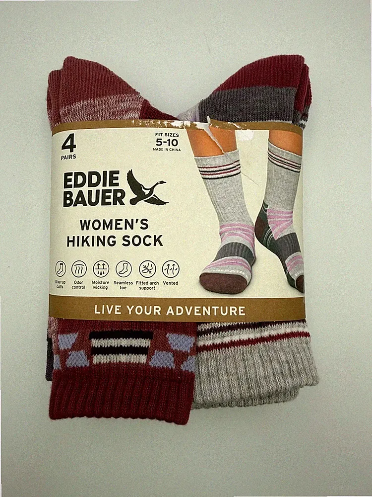 New Eddie Bauer Seamless Toe Hiking Socks Women's Shoes Size 5-10 - Pairs Of 4
