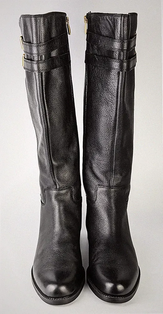[NEW] Franco Sarto Women's Black Knee High Leather Boots Wide Cuff Size 10M
