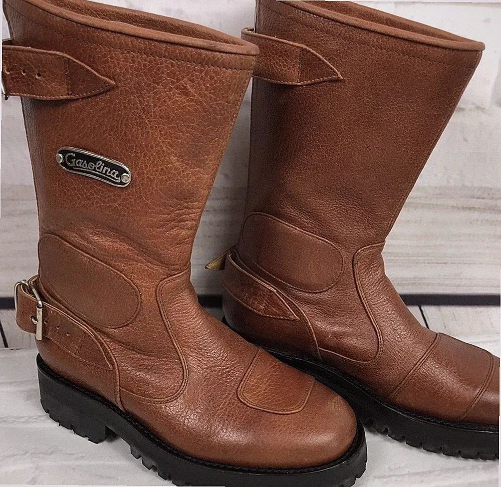 NEW Gasolina Men’s High Octane Hand Made Brown Motorcycle Boots Size 5.5 D