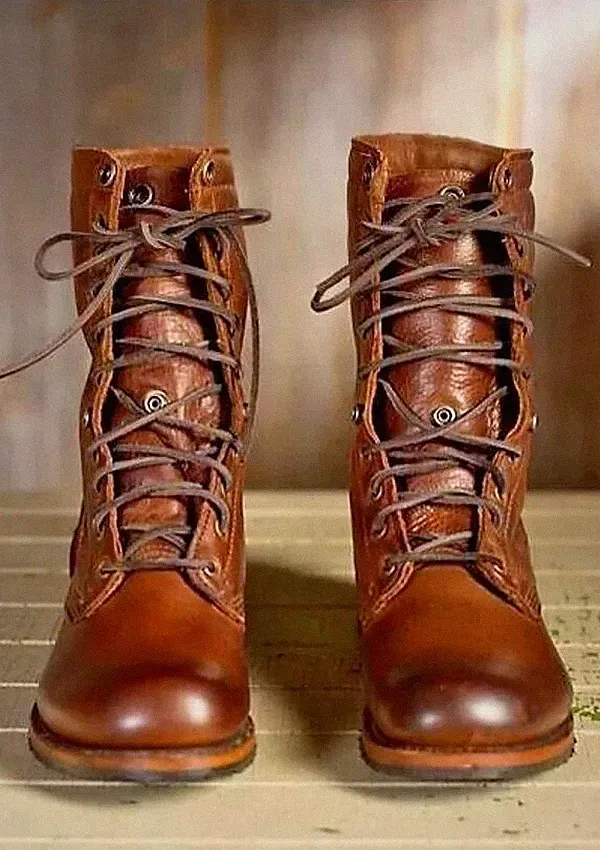 New Handmade Pure Leather Brown Military High Ankle Lace Up Dress Boots For Men