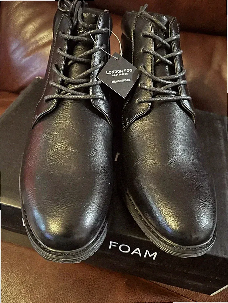 NEW London Fog Black Faux Leather Chukka Boots Men Size 9 M