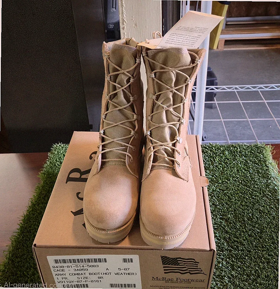 NEW McRae Army Combat Boots Hot Weather, Size 8R NSN 8430-01-514-5083