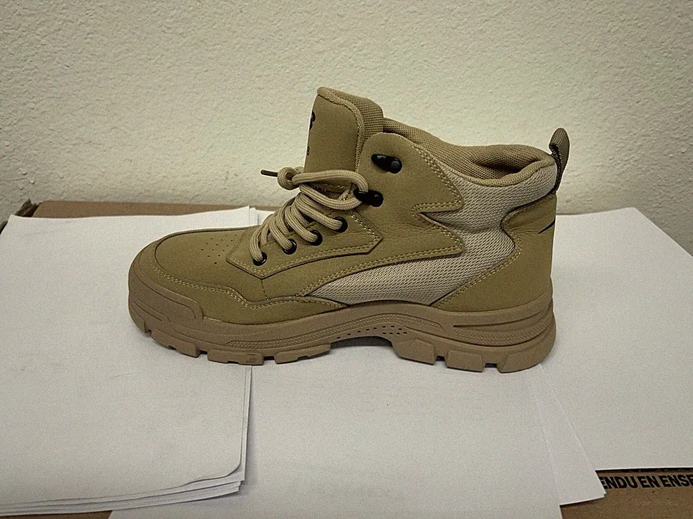 NEW Men's Steel Toe Safety Work Boots Camel Tan Industrial Hiking Boots Mid-Top