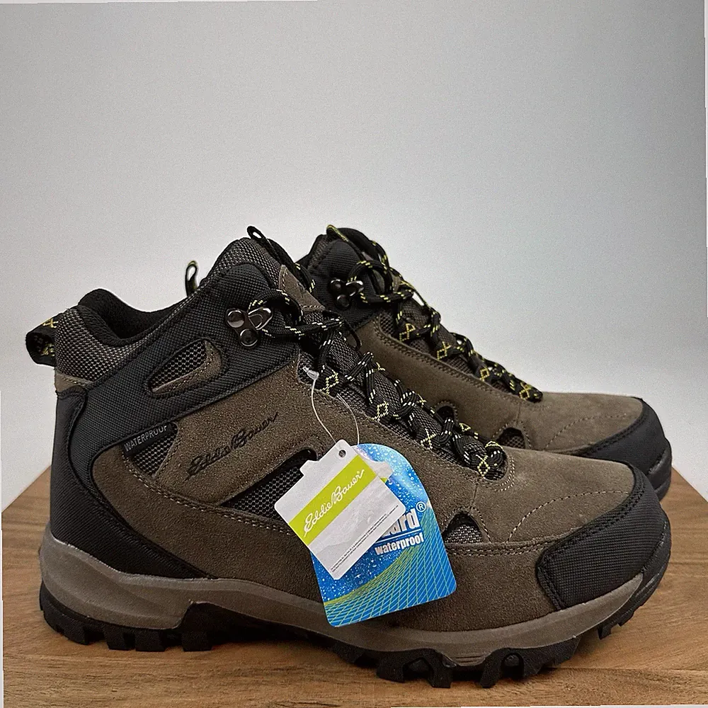 NEW Mens Eddie Bauer Brighton Leather Waterproof Hiking Boots Shoes Size 8.5 M