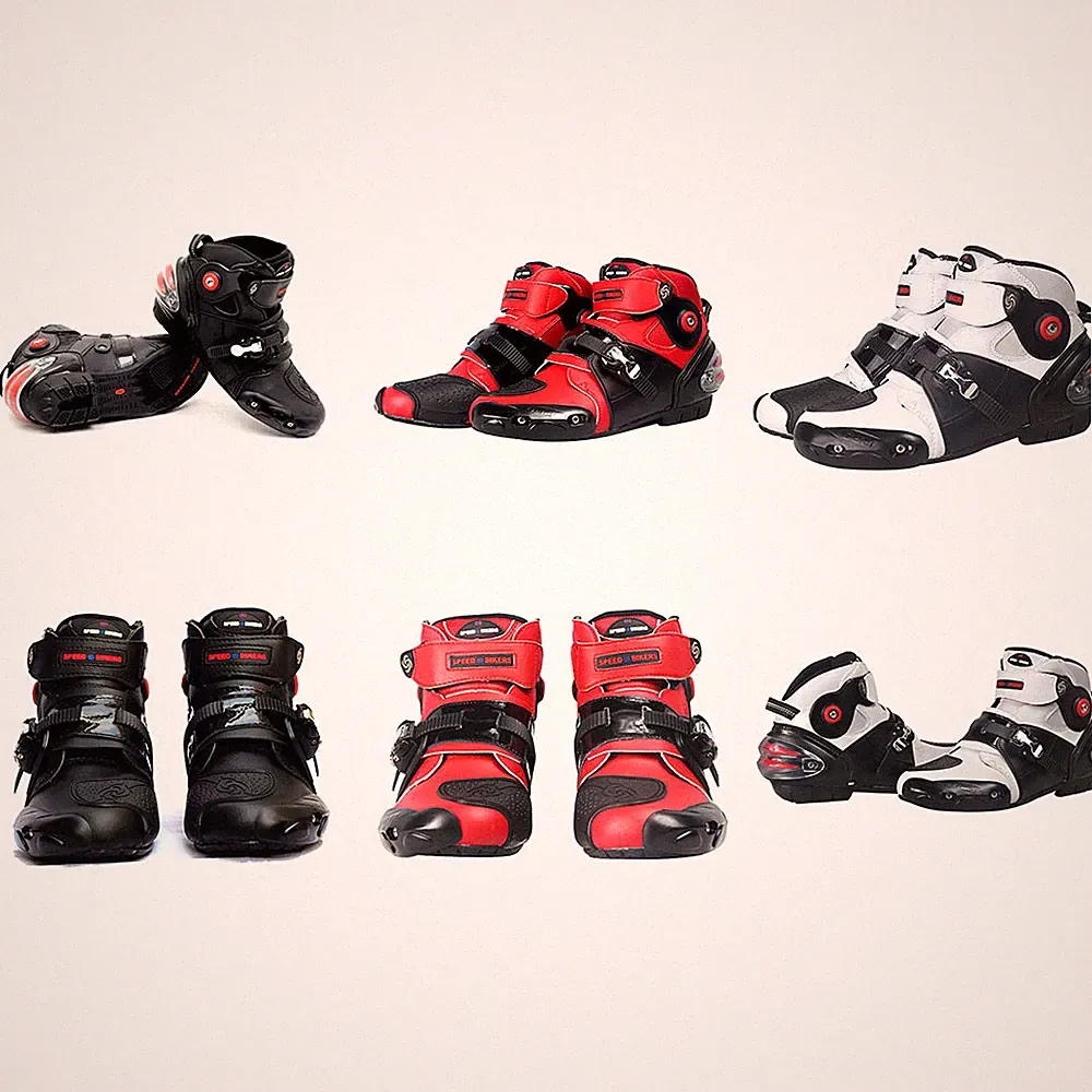NEW Motorcycle Boots Street Bike Speed Black Red White US 8 9 9.5 10.5 11 12 13