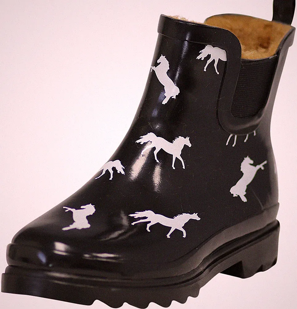 New Norty Women Fur Lined Low Ankle High Rain Boots Rubber Snow Rainboot Bootie