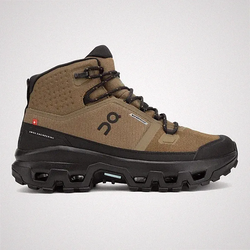 ( NEW ) On Mens Cloudrock Mid Hunter/Black Waterproof Hiking Boots - BRAND NEW