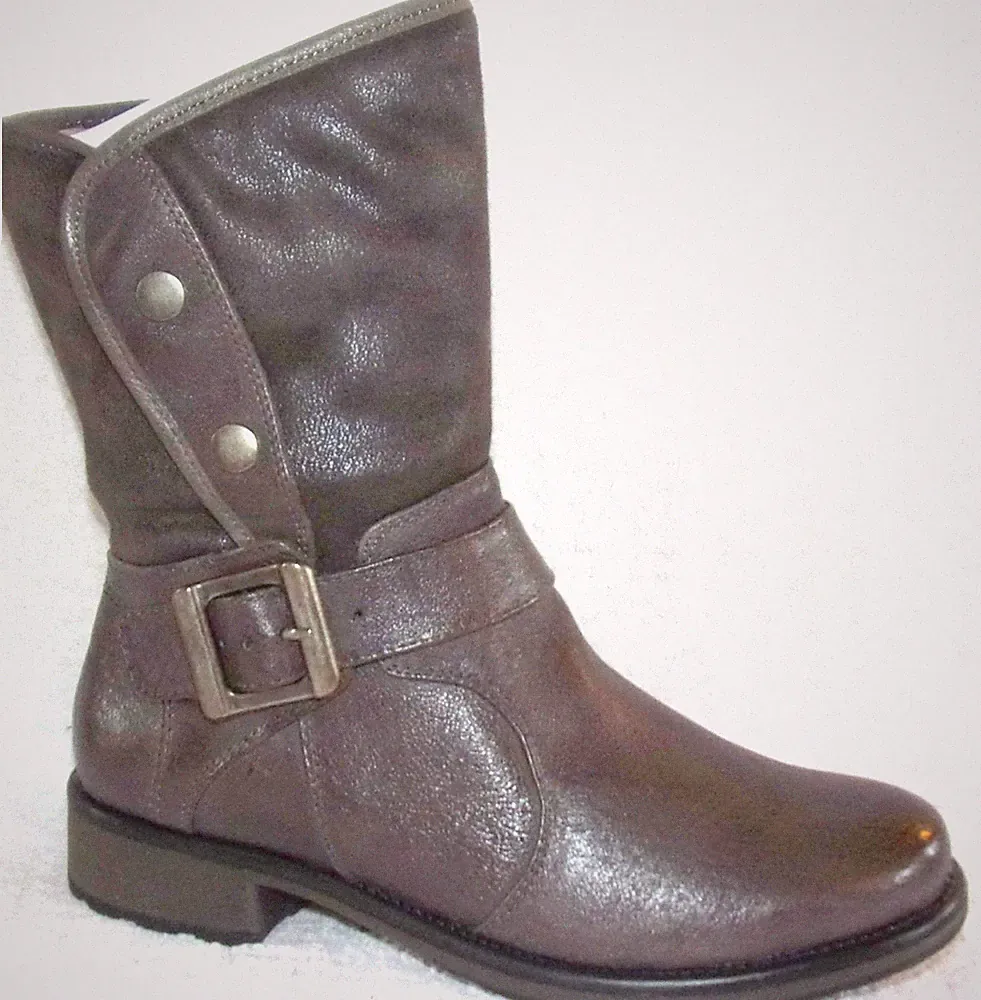 New PureSole Pure Sole Sarah Dark Gray Fleece Lined Motorcycle Boots 6.5 M