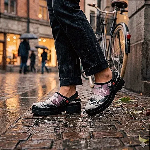 NEW Rare Hunter Women US 7 Rain Play Clog Canvas Abstract Print Platform Shoes