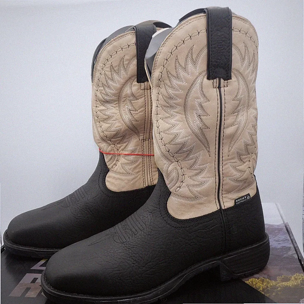 NEW Rocky Men's 7 Wide 11" Rugged Trail Waterproof Work Western Boot Bone/Brown