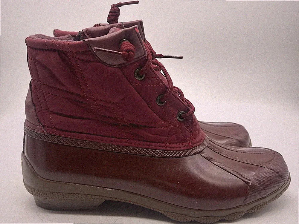 New SPERRY Chukka Rubber Snow Boots For Women's SZ 8 in BURGUNDY WINE *