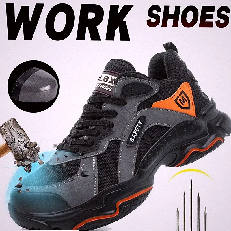 New Steel Toe Boots for Men Breathable Work Sneakers Indestructible Safety Shoes