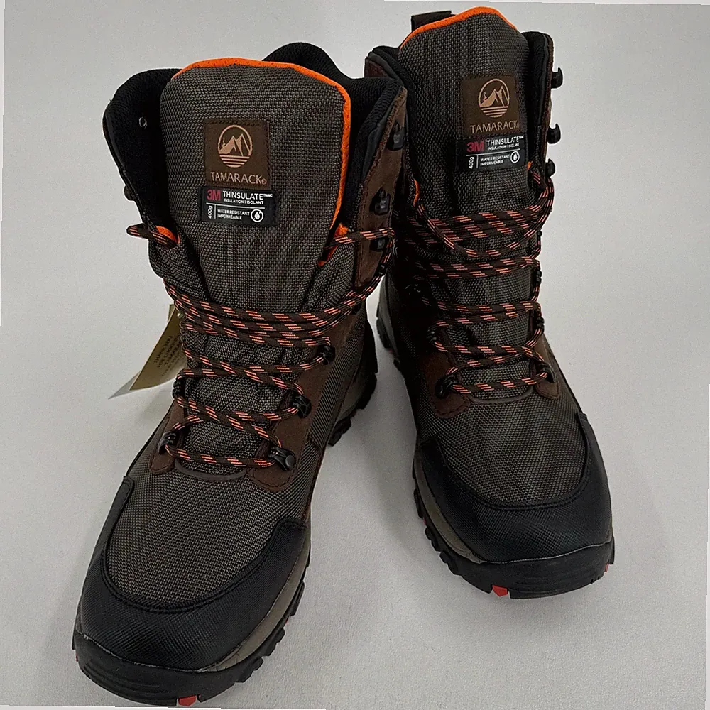 NEW Tamarack Snow Winter Boots MENS Brown Leather Mesh Lace Up Insulated SIZE 10