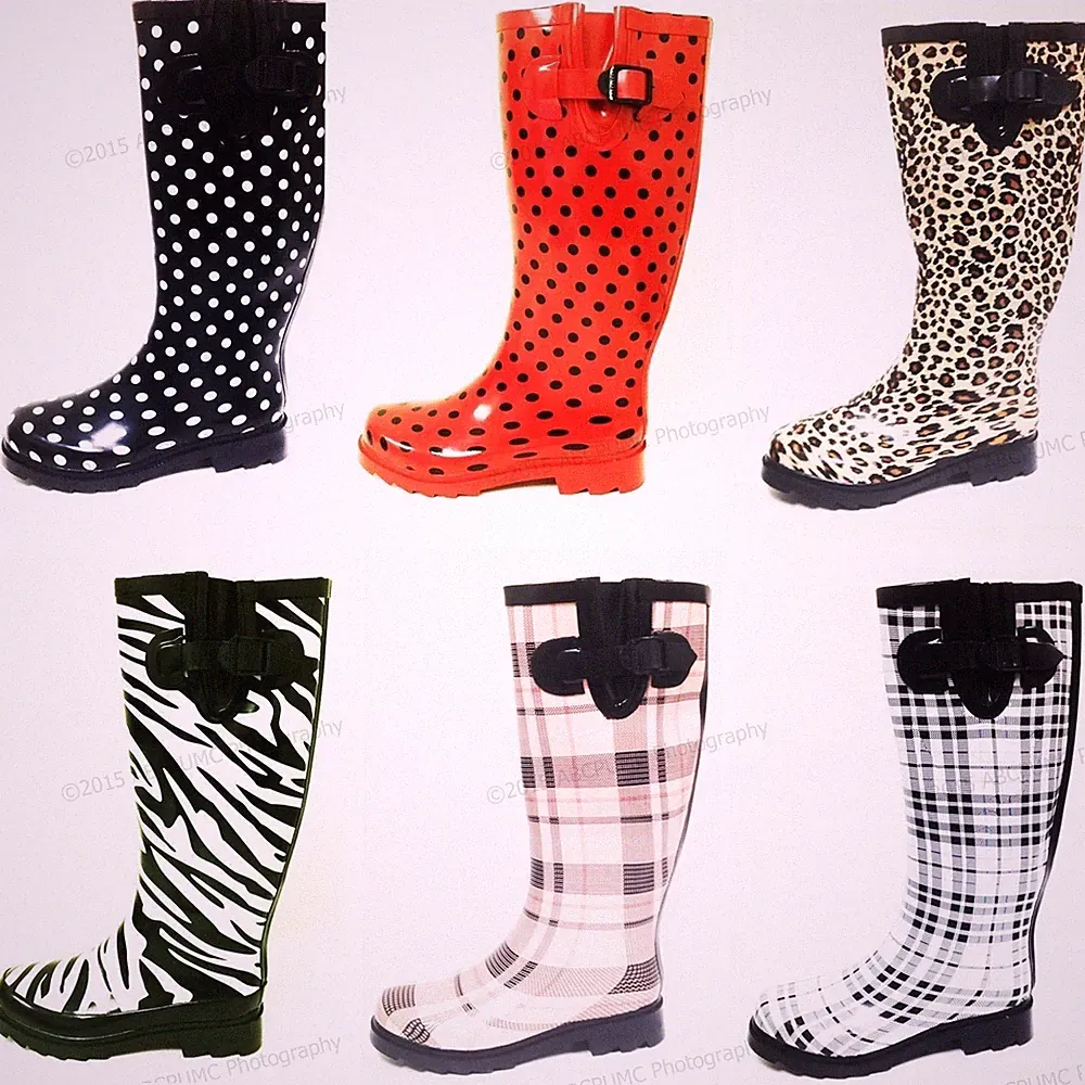 New Women's Rain Boots Wellies Mid Calf Rubber Waterproof Rain & Snow Boots
