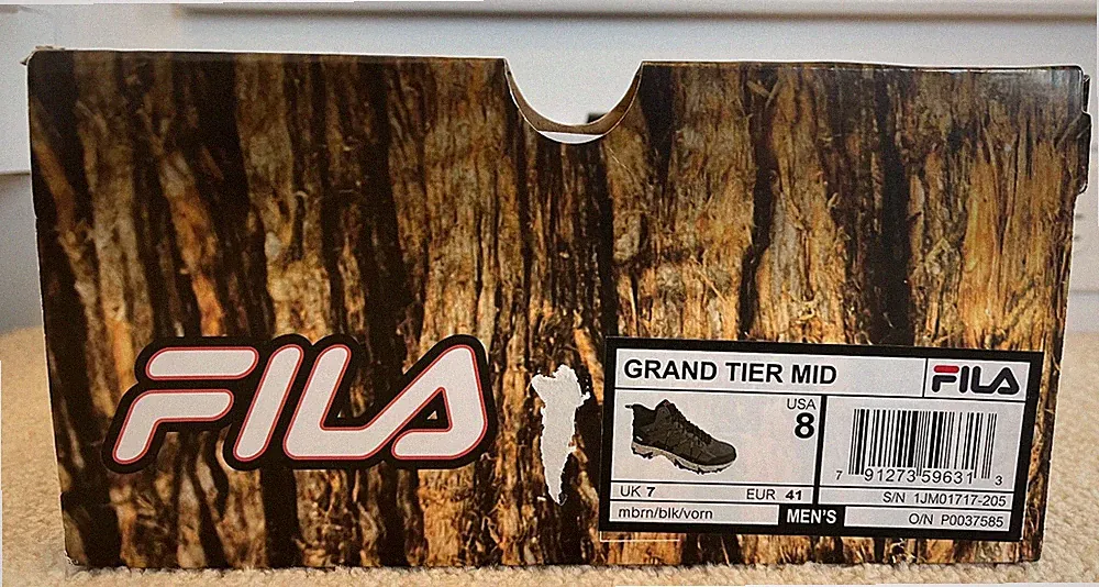 NIB FILA Grand Tier Mid Men's Hiking Trail Athletic Shoes Brown/Black/Orange $75