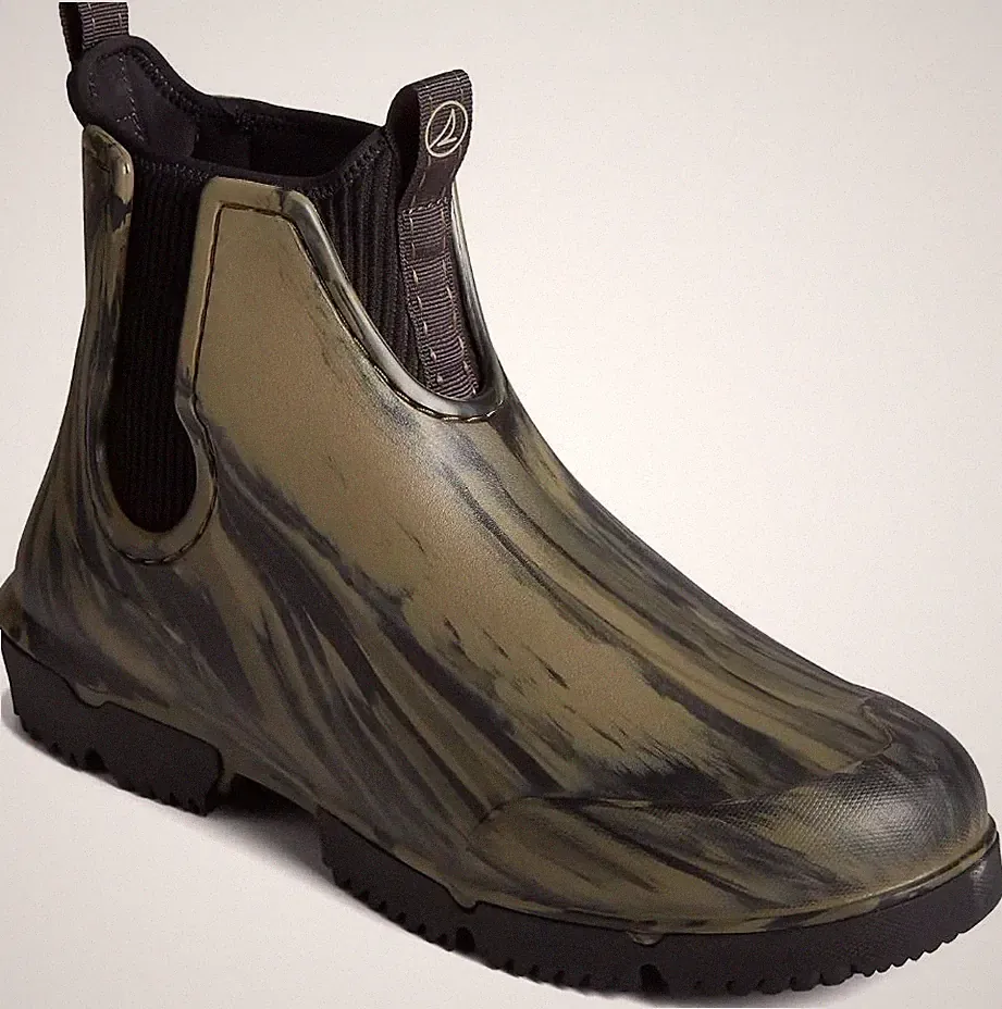 NIB MEN'S SPERRY STS25357 FLOAT RAIN CAMO OLIVE WATERPROOF EVA SHELLS BOOTS $95