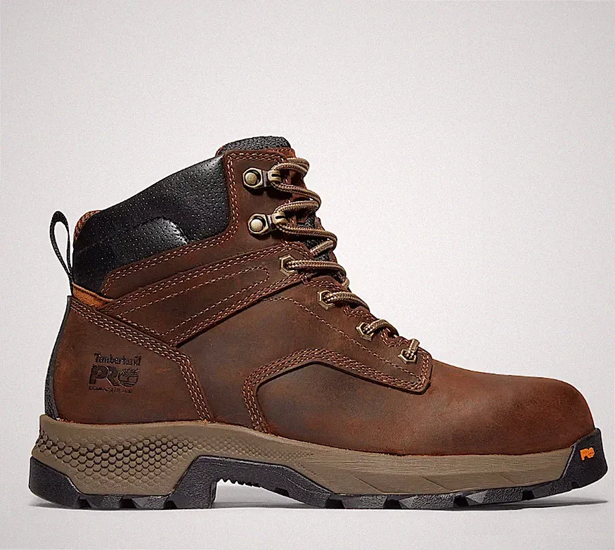 NIB MEN TIMBERLAND PRO TITAN EV 6" COMP. TOE BROWN EH SL WORK BOOTS SIZE 10