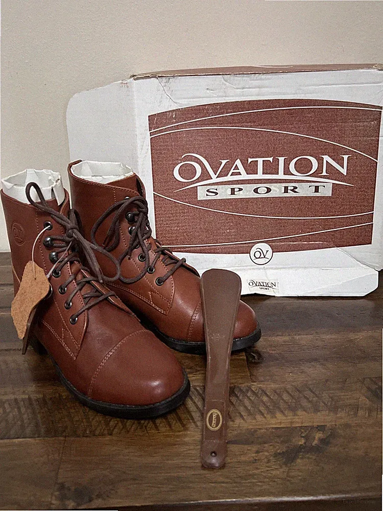 NIB Ovation Sport Child’s Paddock Lace Boots Brown Leather 13 Horse Riding Boot