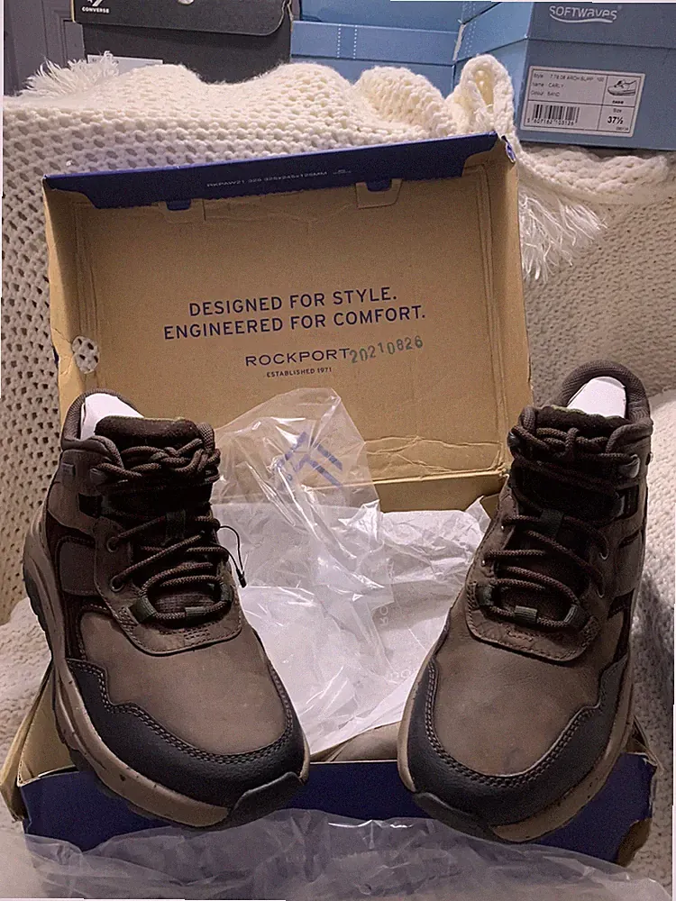 NIB 🌺 Rockport Mens XCS Pathway Waterproof Hiking Boots Dark Brown Sz 7 $135