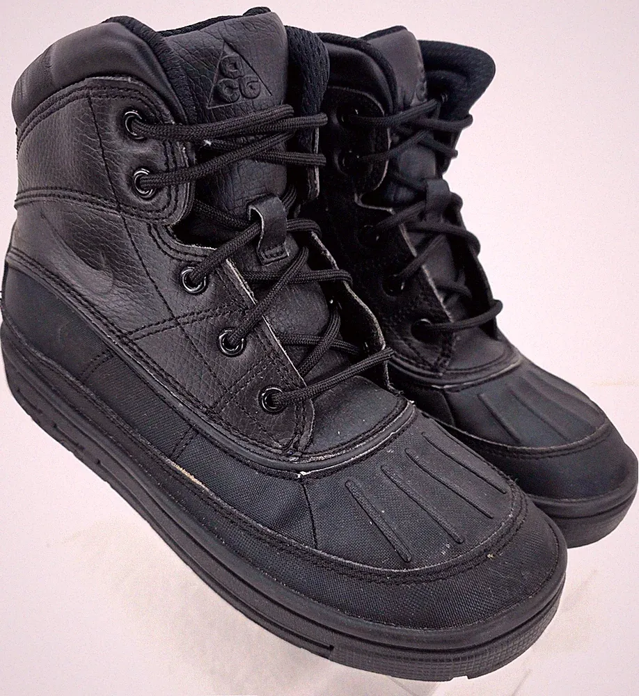Nike 524873-001 Woodside II Black Lace-Up Trail Hiking Boots Shoes Youth US 2.5Y