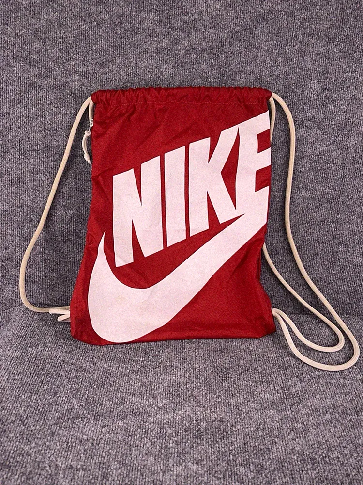 Nike Drawstring Heritage String Backpack Gymbag Boot Bag Red Big Swoosh