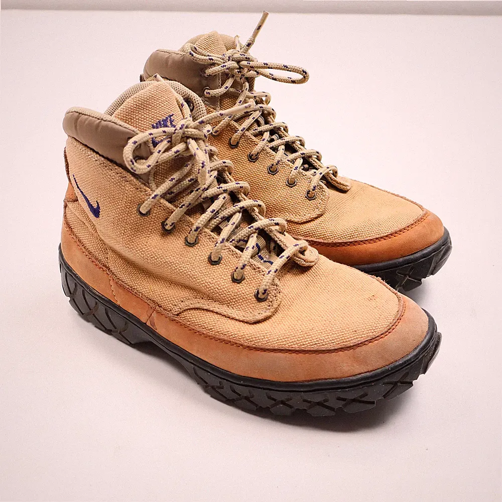 Nike Men's Hiking Boots Trail Shoes Tan Brown Canvas Leather US 7.5 Outdoor Gear