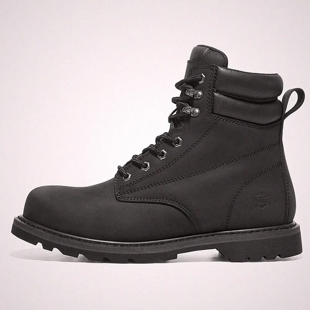 NINGO 6'' Men Leather Safety Work Boot Steel/Soft Toe Lace Up Trail Hiking Shoes