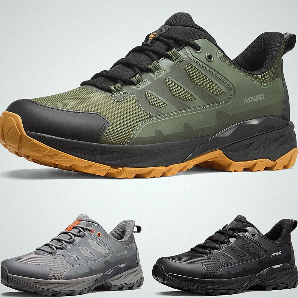 NINGO Men Hiking Shoes Waterproof Outdoor Trekking Sneakers All-Terrain Traction