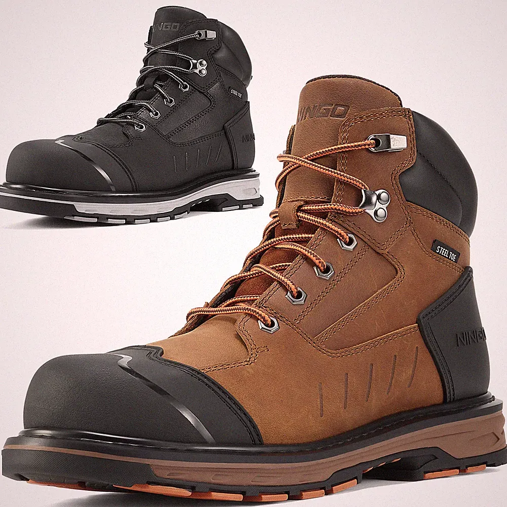 NINGO Men's Steel Toe Work Boots Puncture Proof Construction Boots EH Protection