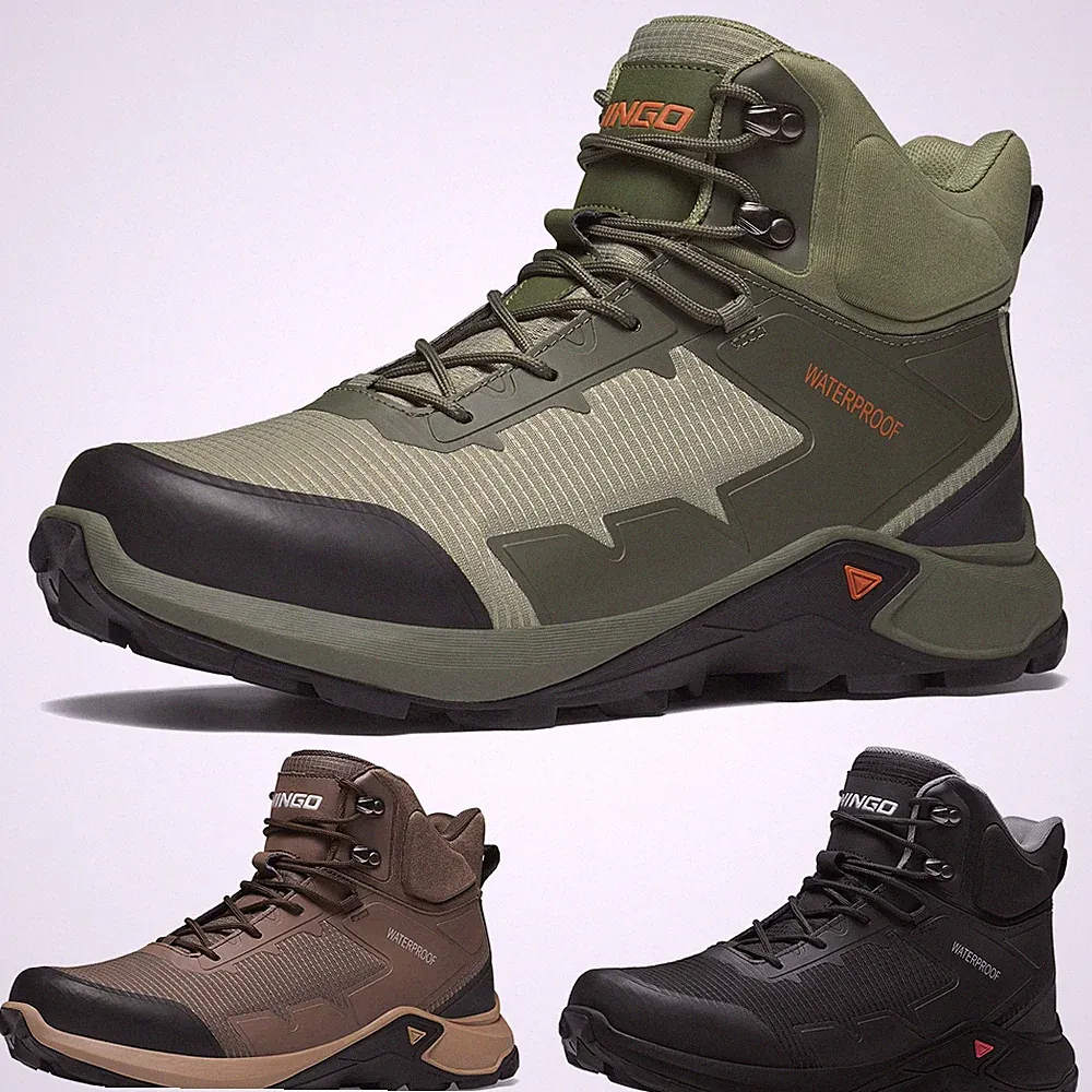 NINGO Men Waterproof Hiking Shoes Outdoor Trekking Sneakers All-Terrain Traction