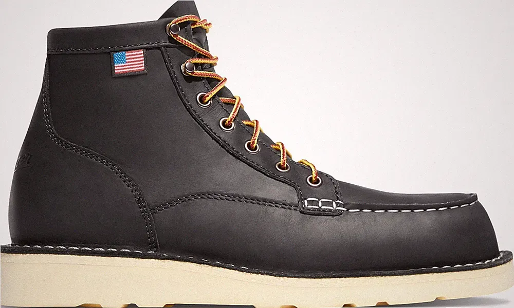 NO IMPORT FEE⚡Men's Danner Bull Run Moc Toe 6" Black Work Shoes - MEDIUM & WIDE