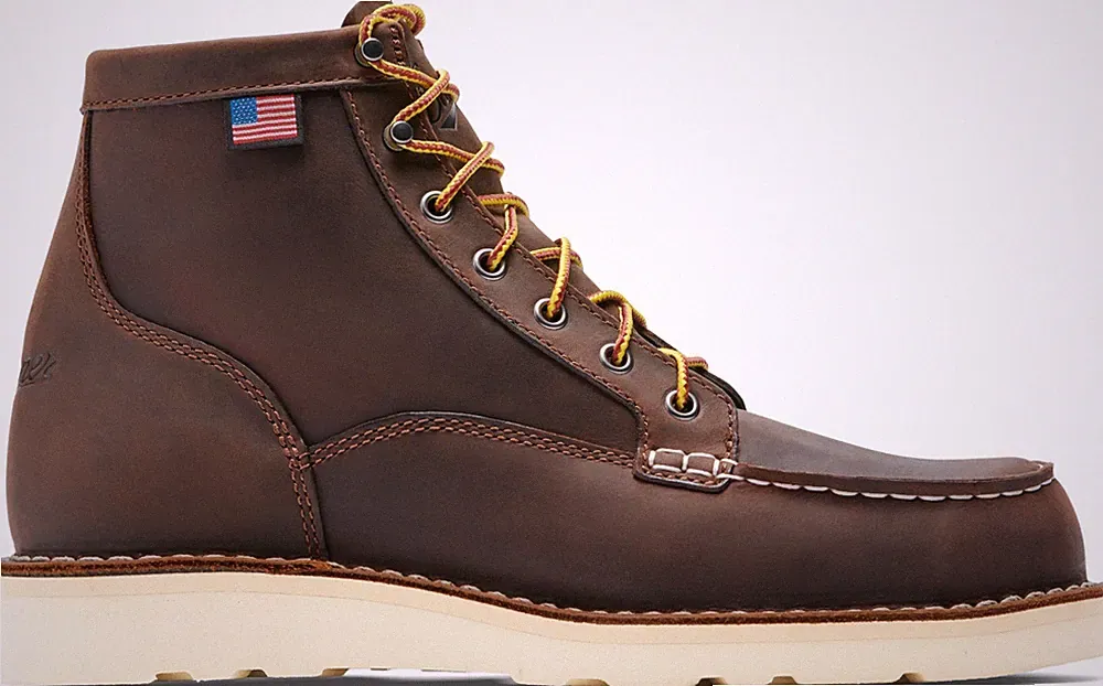 NO IMPORT FEE⚡Men's Danner Bull Run Moc Toe 6" Brown Work Shoes - MEDIUM & WIDE