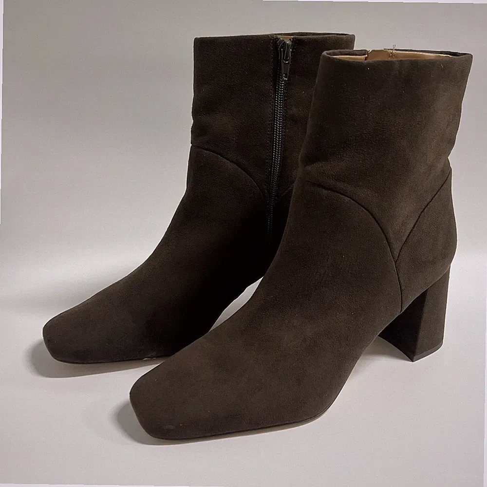 Nordstrom Rack Women's Bootie Naja Brown Square Toe Flared Block Heel Size 10 M