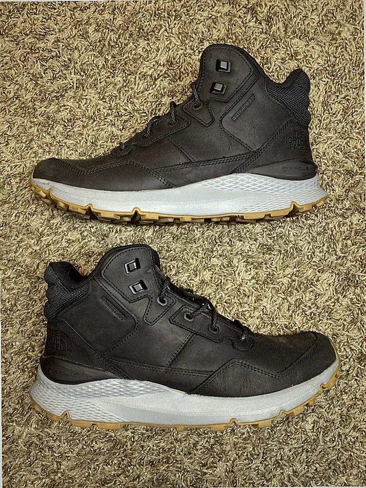 North Face Boots Mens 9 Black Vals II Mid Waterproof Hiking Leather Durable