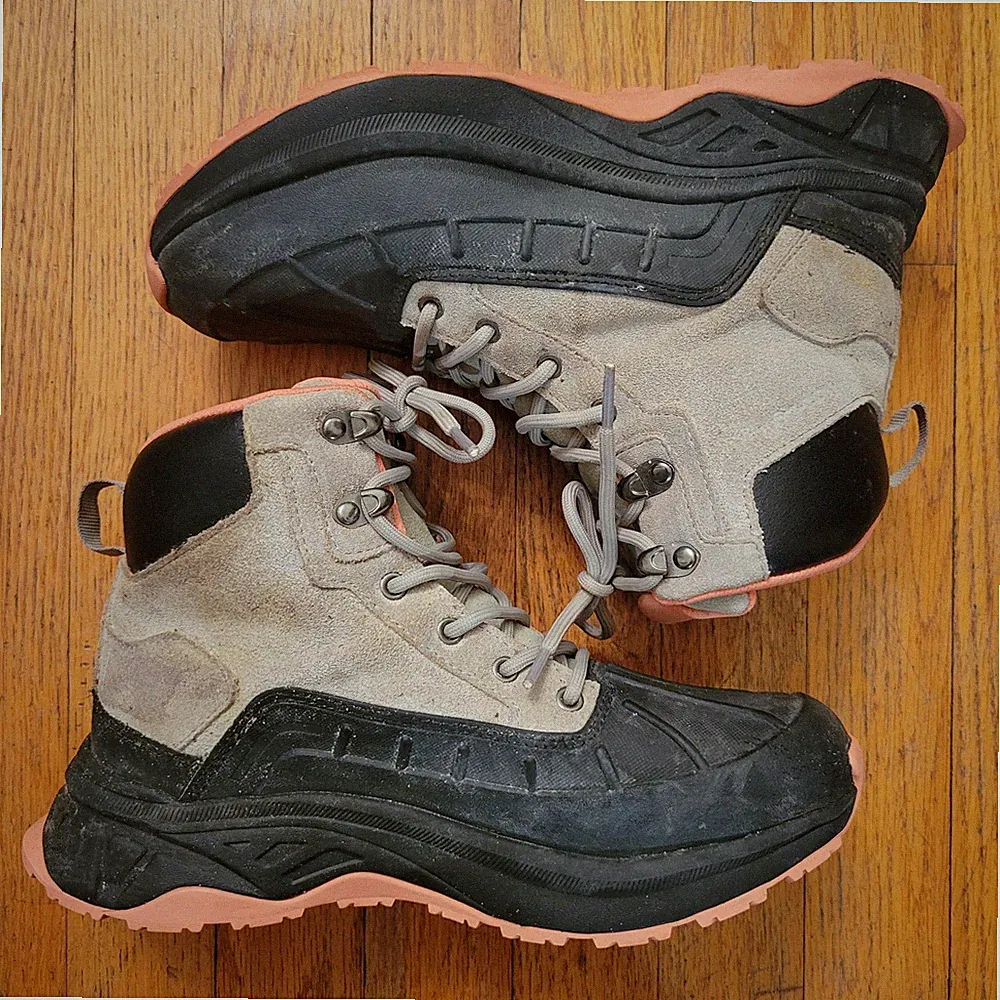 Nortiv 8 Hiking Boots Black Peach Waterproof 7 Outdoors Slip Resistant Leather