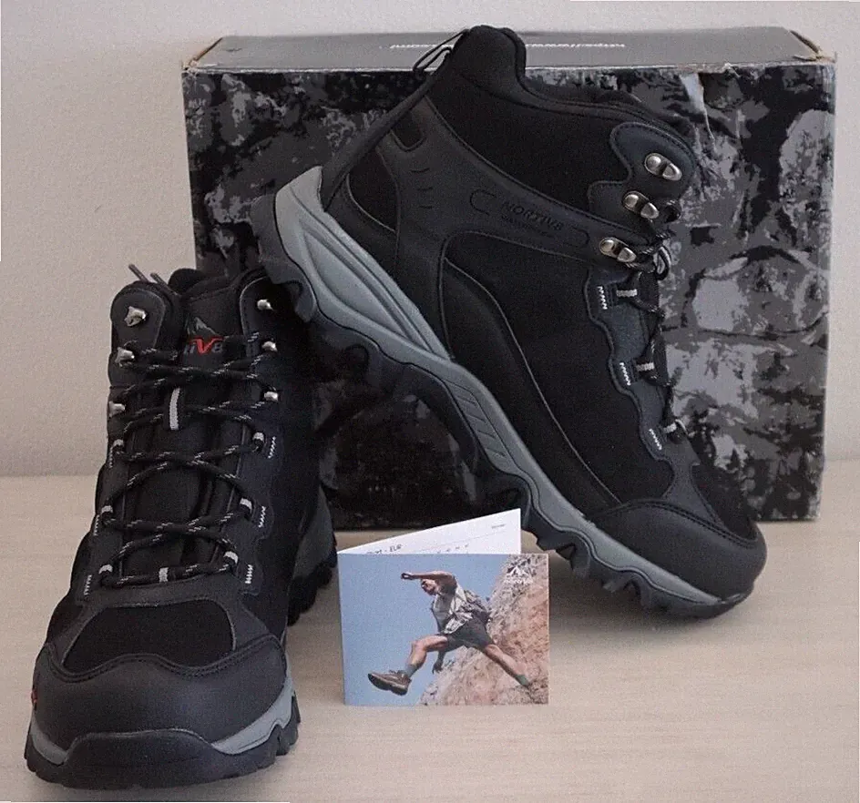 Nortiv 8 JS19004M Men’s Sz 11 Black Non-Slip Suede Waterproof Hiking Boots