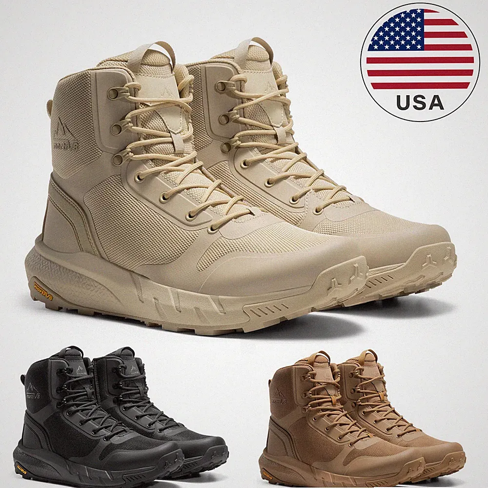 NORTIV 8 Men Military Tactical Boots Lightweight Motorcycle Combat Hiking Shoes
