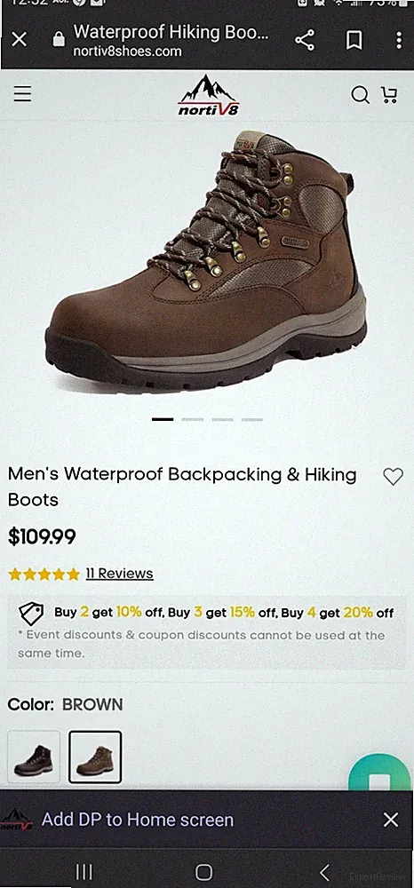 NORTIV 8 Men's Hiking Boots Outdoor Waterproof Ankle Leather Work Trailing Boots