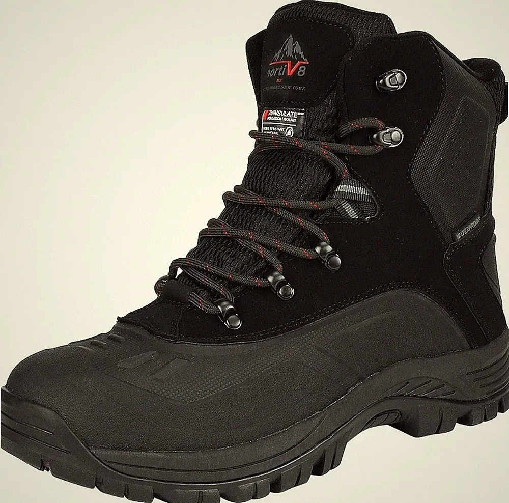 NORTIV 8 Men's Insulated Waterproof Hiking Winter Snow Boots Black Sz. 9 NEW