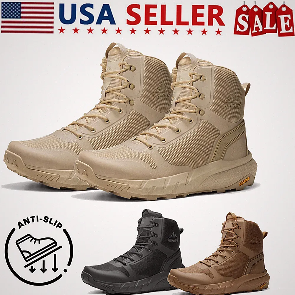 NORTIV 8 Men's Military Tactical Boots Lightweight Side Zipper Motorcycle Boots