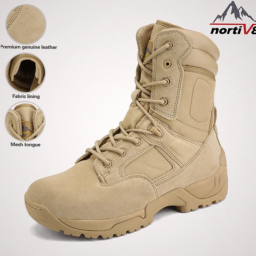 NORTIV 8 Men's Military Tactical Work Boots Hiking Combat -Sand -US Size 6.5-15