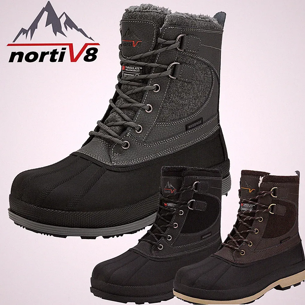 NORTIV 8 Men's Snow Boots Insulated Waterproof Rugged Duty Outdoor Winter Boots